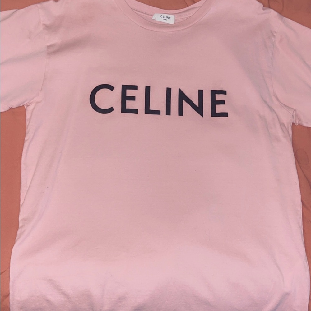 Celine Blush Pink Tee with Black Logo